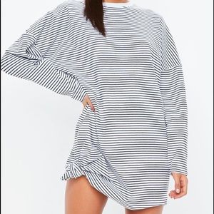 MISGUIDED Oversized Striped Shirt Dress